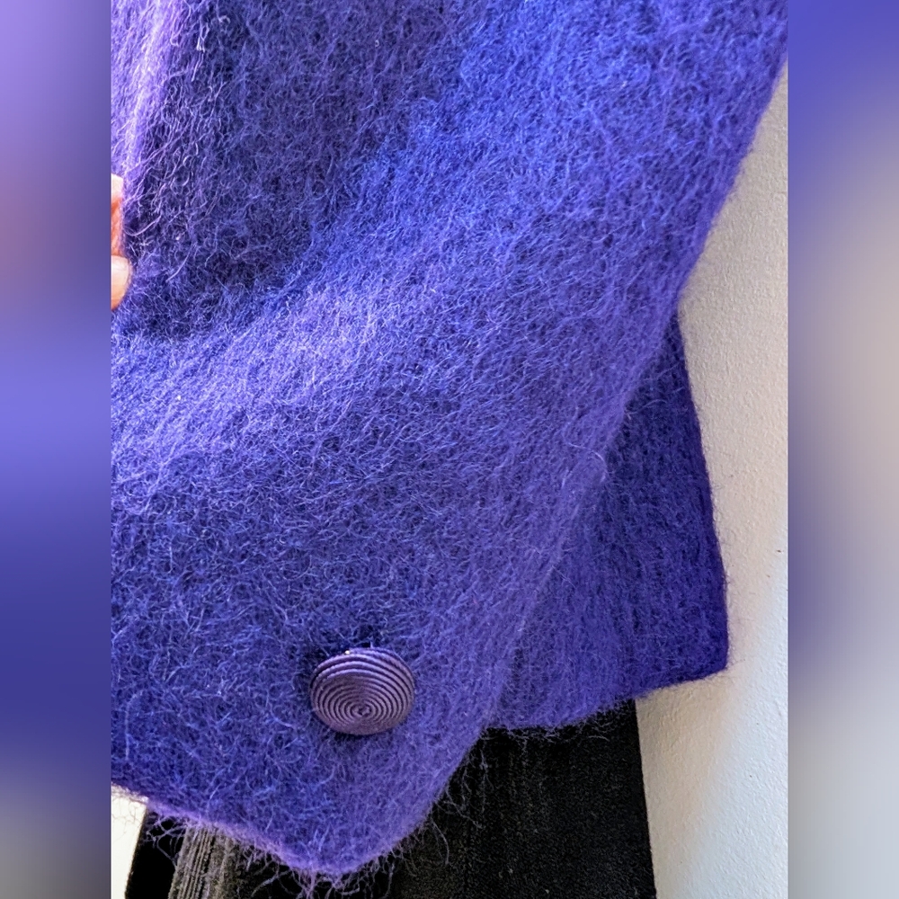 DIOR Christian Dior Vintage 90s Purple Mohair Designer Jacket Size 12 - Picture 11 of 13